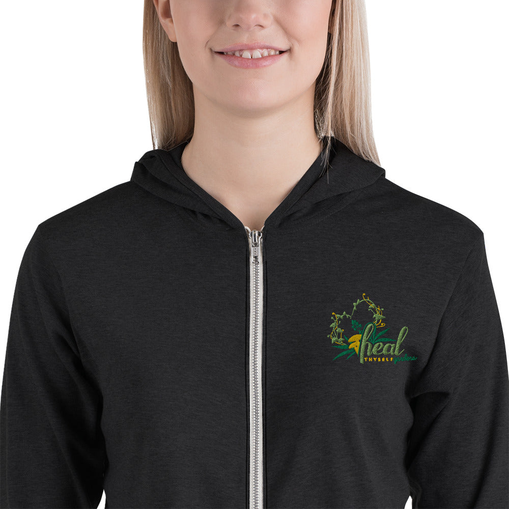 Unisex zip hoodie: HTG Logo