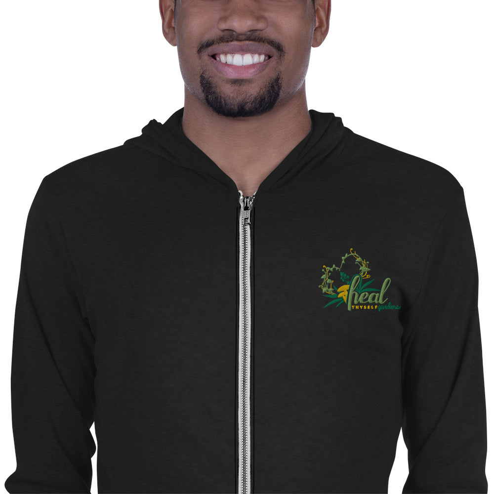 Unisex zip hoodie: HTG Logo